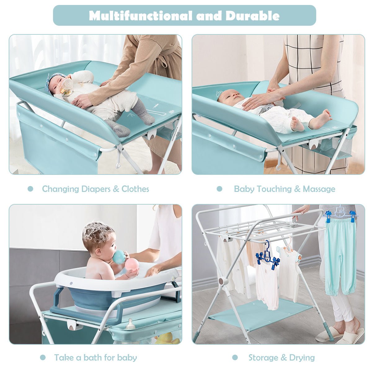 Multi-Purpose Diaper Changing Station - Portable Convenience with Adjustable Heights
