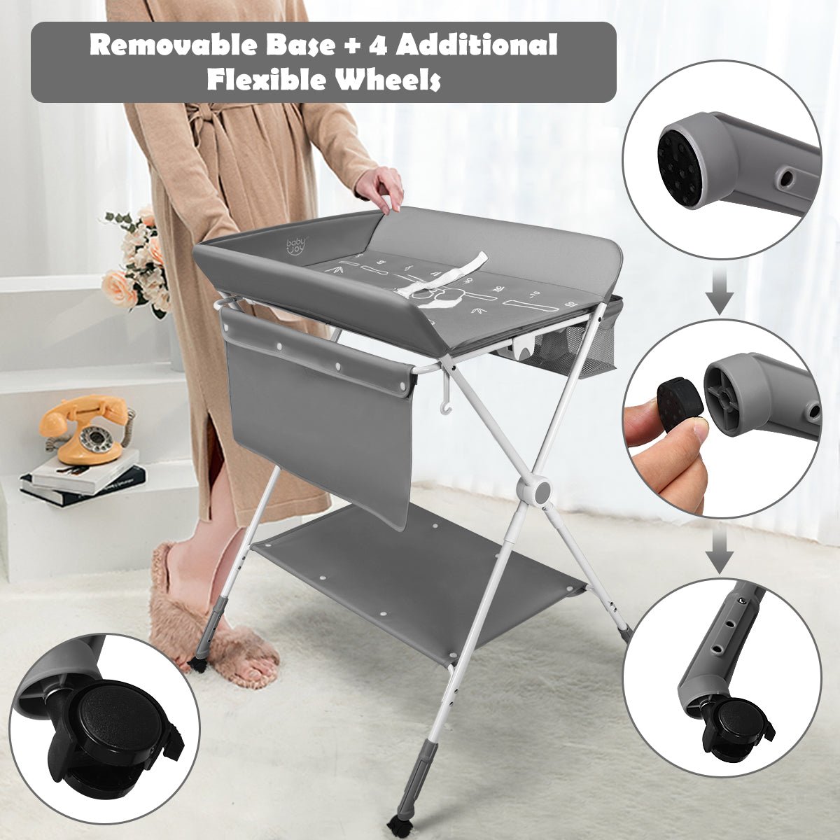 Innovative Grey Diaper Station - Portable Changing Solution for Families