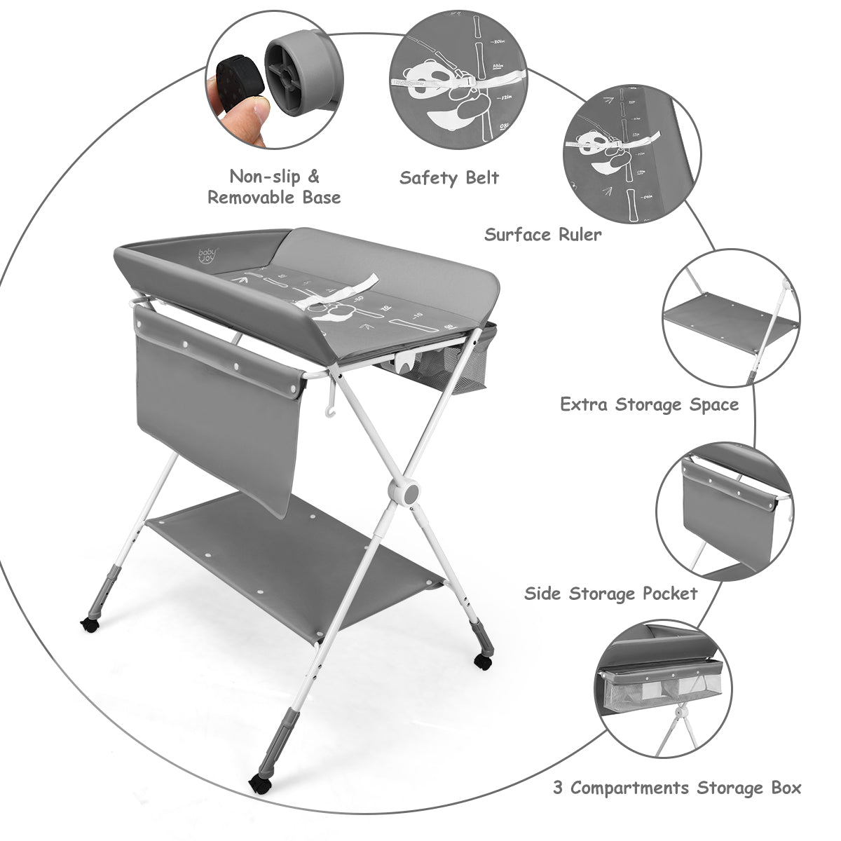 Comfortable Portable Diaper Changing Station - Grey Convenience for Families