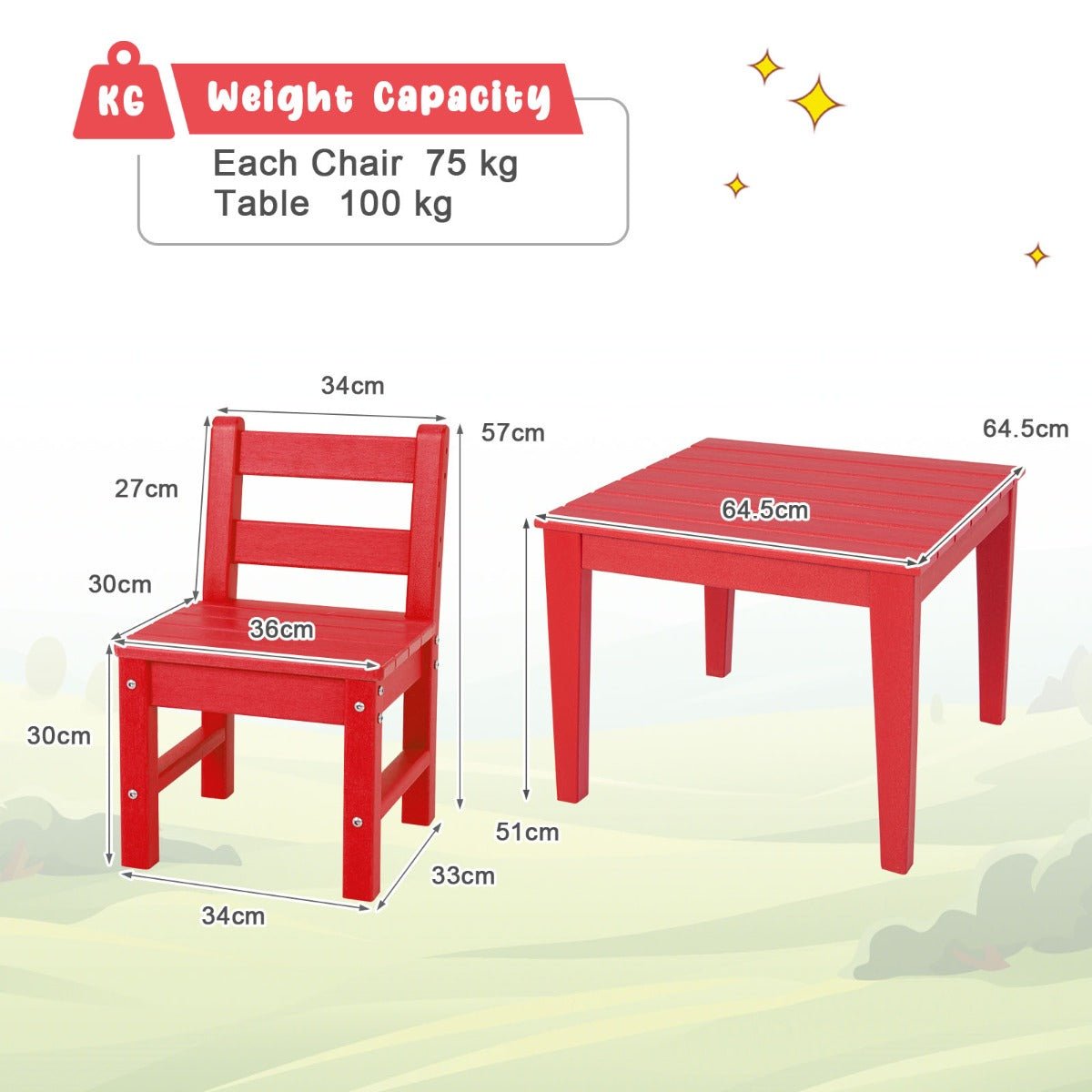 Quality Playtime: Red Kids Table & Chairs Set