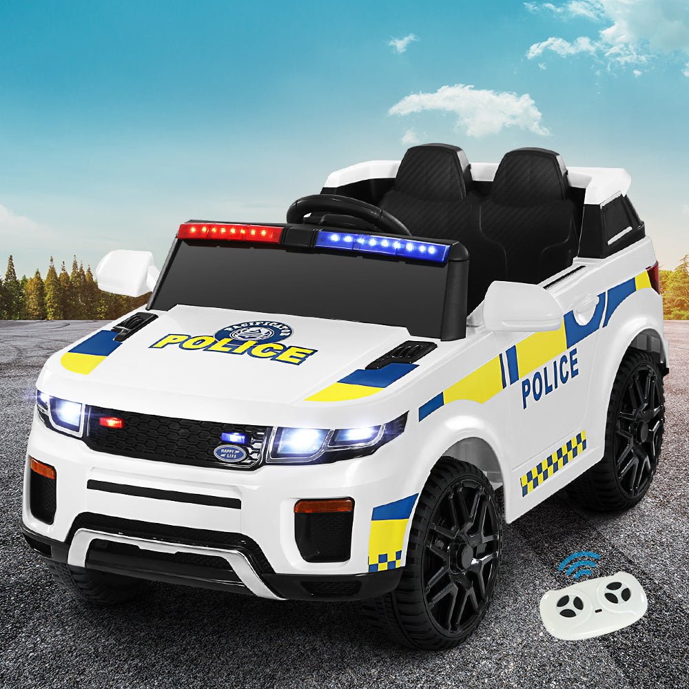 Rigo Kids Electric Police Ride-On Car 12V White, great for imaginative play at home