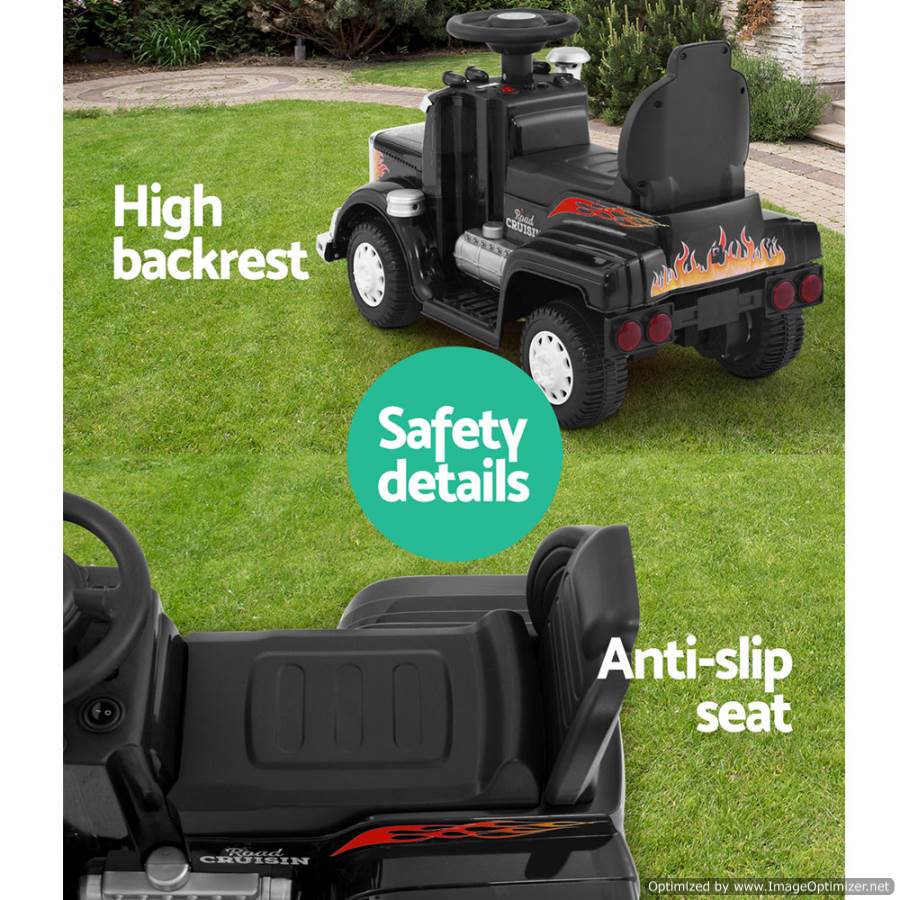 Rigo Kids Ride on Truck Black - realistic design for fun indoor playtime. Rigo Kids Ride on Truck Black - realistic design for fun indoor playtime.