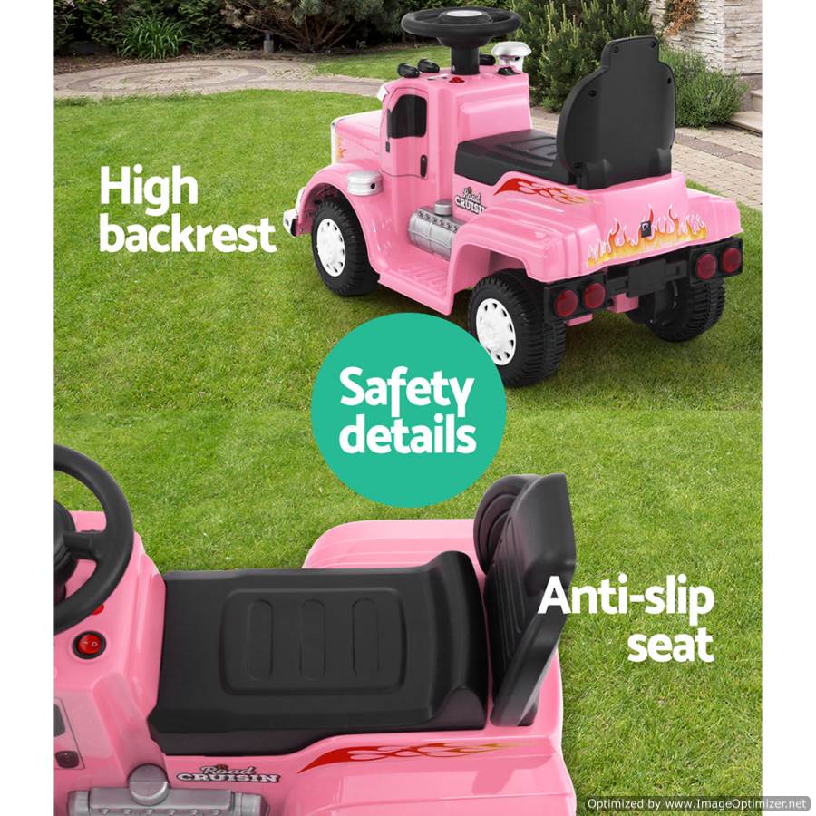 Rigo Kids Ride on Truck in Pink, perfect for indoor and outdoor fun playtime. Rigo Kids Ride on Truck in Pink, perfect for indoor and outdoor fun playtime.