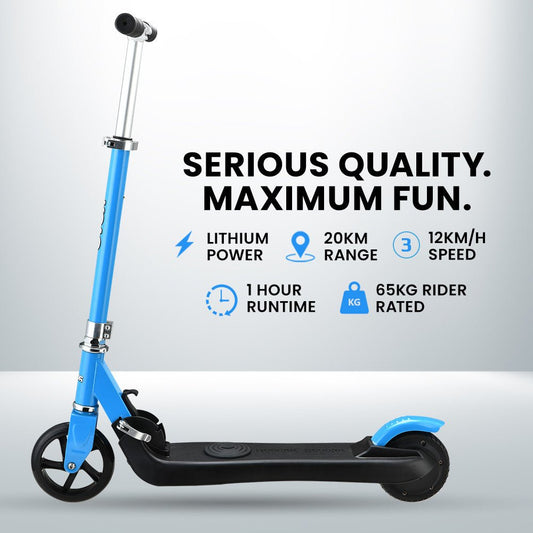 Rovo Kids Hyper Electric Scooter in vibrant blue for fun rides at home.
