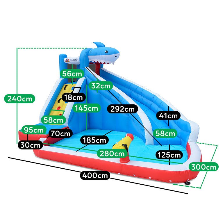 Inflatable Sharky Water Slide for kids - outdoor play equipment for endless fun at home. Inflatable Sharky Water Slide for kids - outdoor play equipment for endless fun at home.