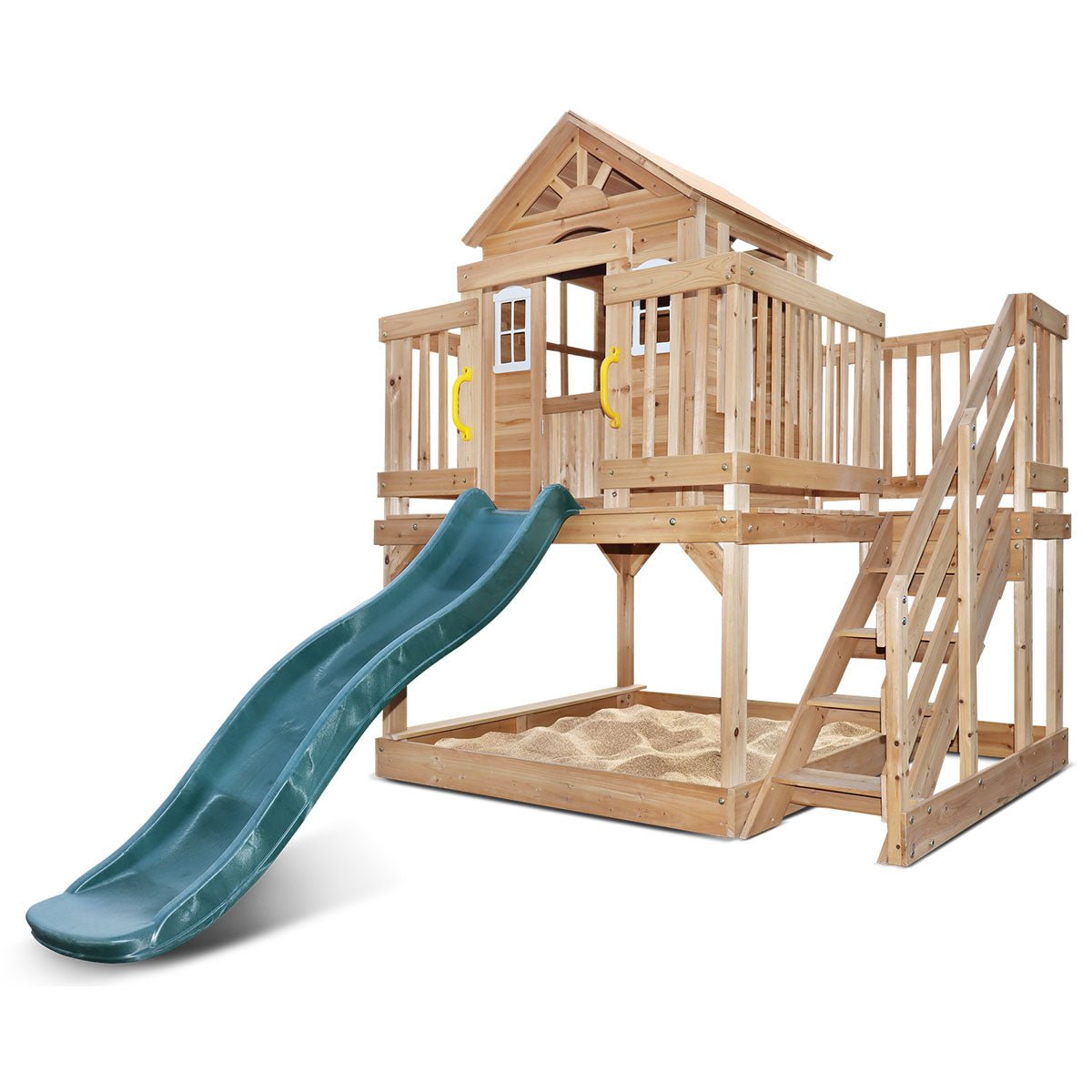 Echo Heights Playhouse Elevated Playhouse With Slide Outdoor
