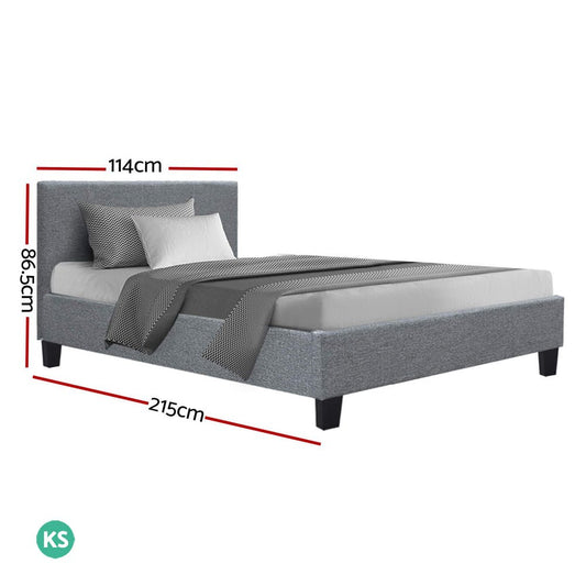 Artiss Neo Bed Frame - Grey King Single for childrens bedroom, sleep like royalty.