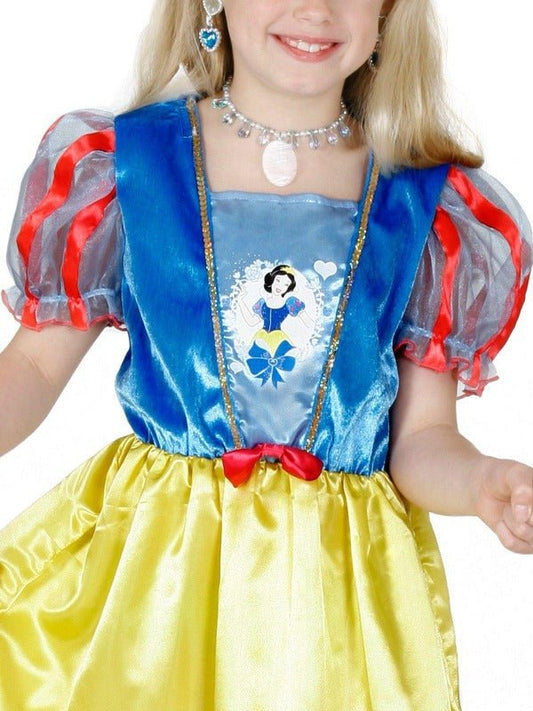 Disney Snow White kids costume with sparkly details for magical dress-up play at home.