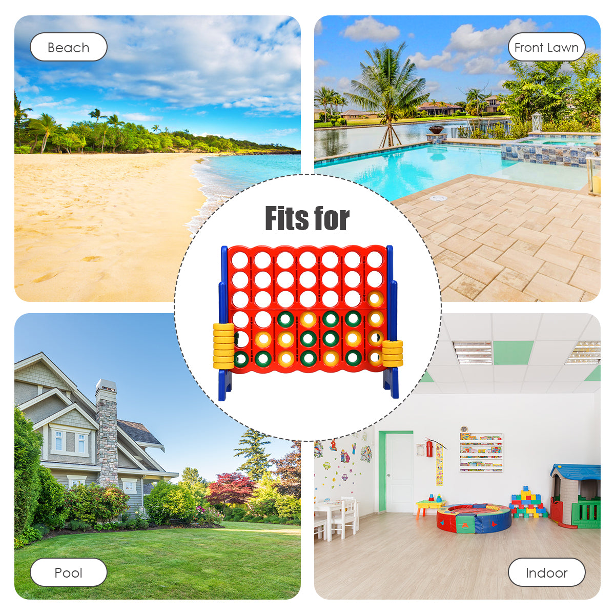 Giant Connect 4 Outdoor Game Set with 42 Jumbo Rings - Fun for Kids and Adults Giant Connect 4 Outdoor Game Set with 42 Jumbo Rings - Fun for Kids and Adults