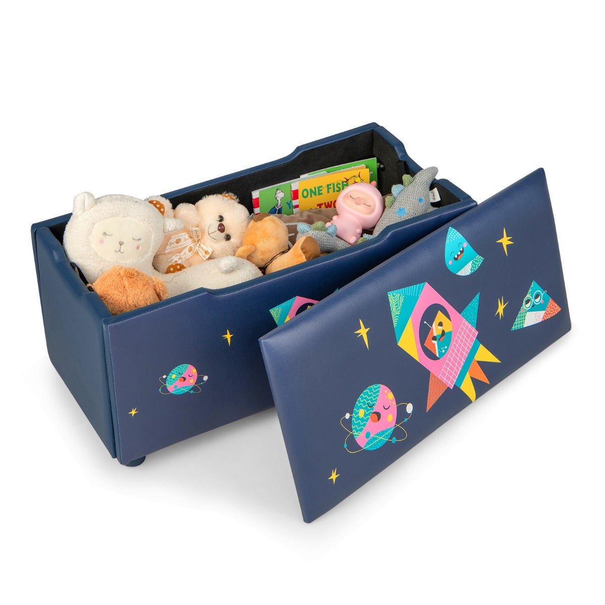 Navy Toy Organizer Ottoman - Bench with Hidden Removable Lid Storage
