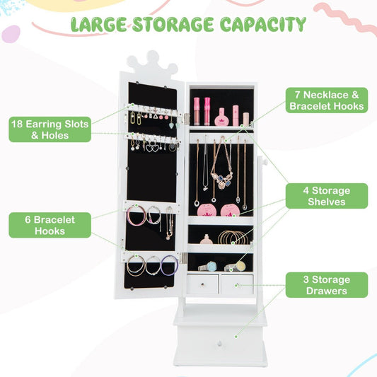 Kids 2-in-1 Sparkle Jewelry Armoire Mirror Cabinet, perfect for storing and admiring treasures.