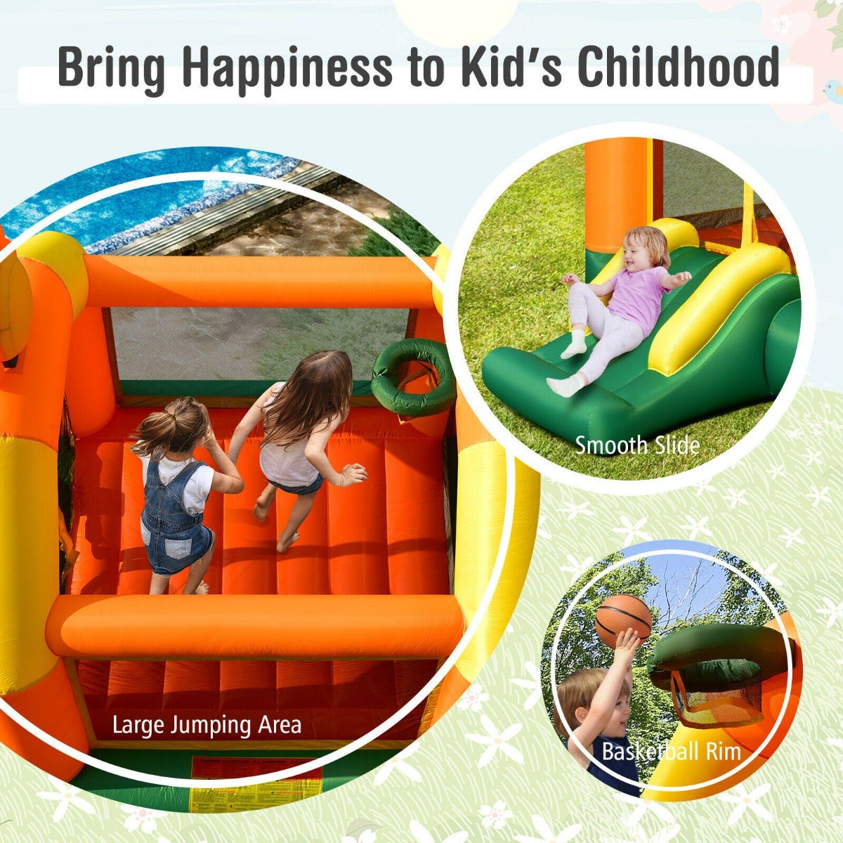 Kids Inflatable Jumping Fun - Bounce House (Blower Not Included)