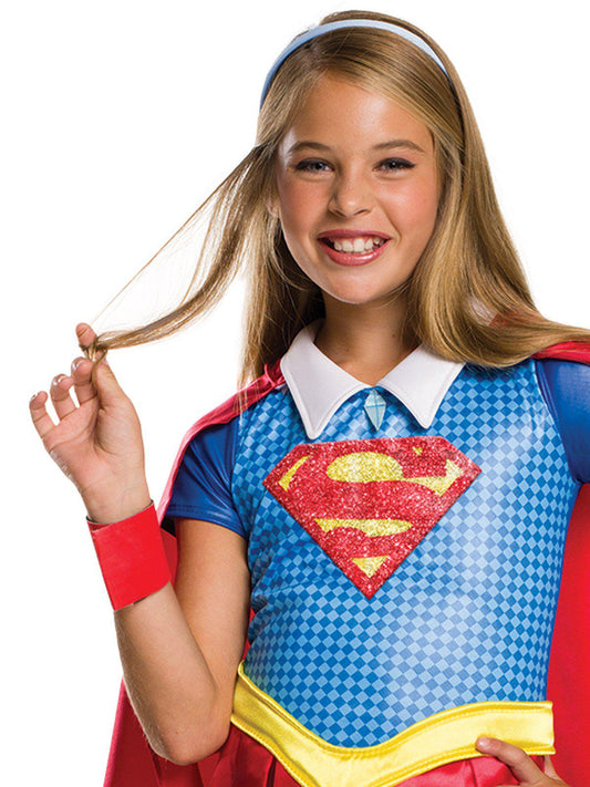 Supergirl DC Superhero Girls Deluxe Costume with Cape for kids dress-up at home.