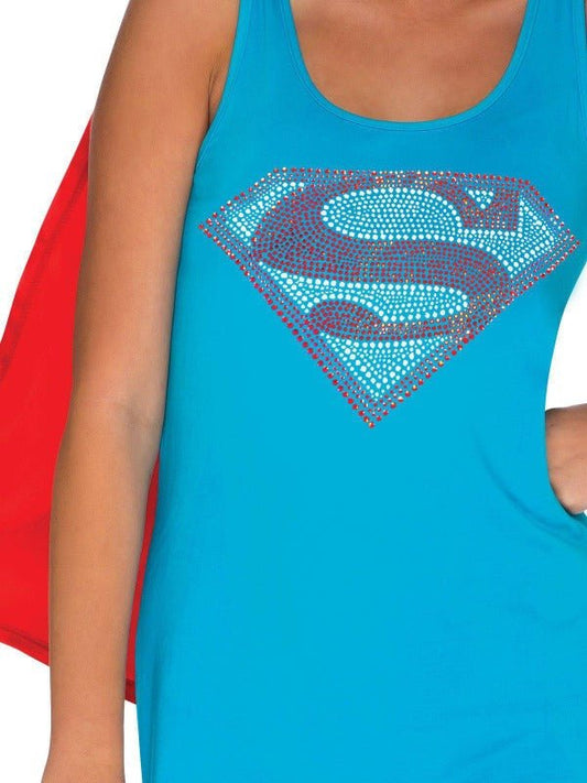 DC Comics Supergirl Tank Dress with Cape | Fun superhero costume for kids dress-up play.