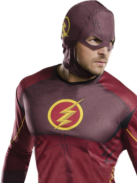The Flash adult costume by DC Comics for Halloween and dress-up play at home.