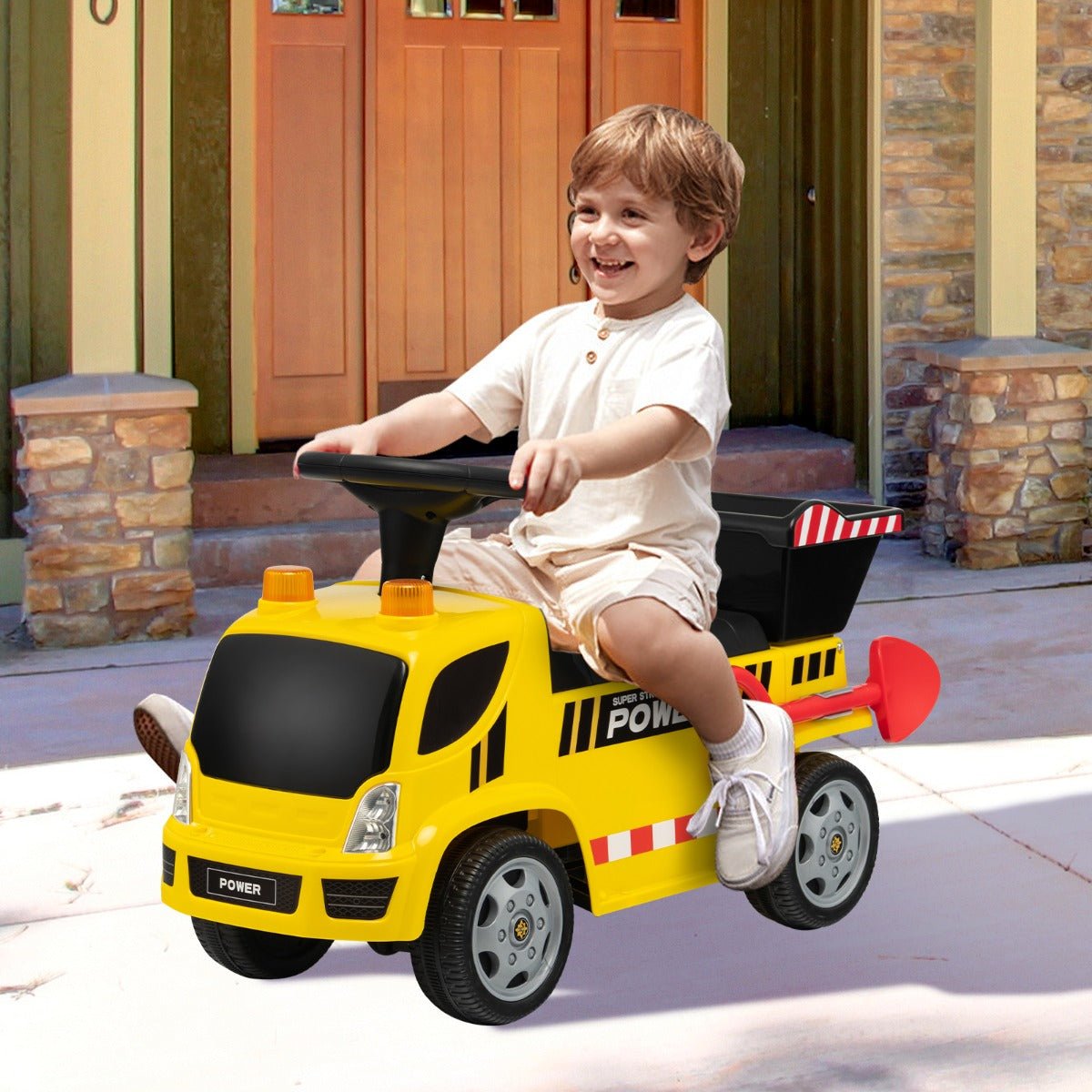 Shop the Yellow Ride-On Toy Truck with Siren Sound at Kids Mega Mart