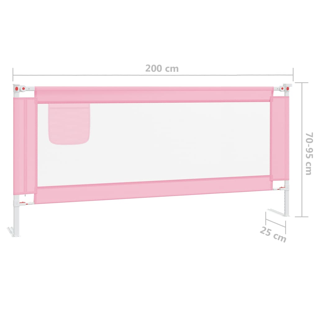 Toddler Safety Bed Rail Pink 200x25 cm Fabric