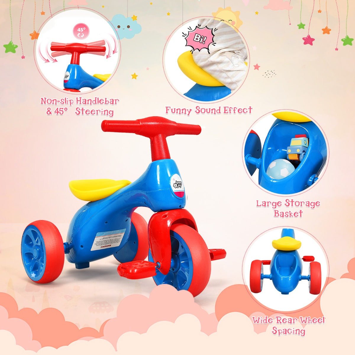 First Steps to Pedaling: Blue Toddler Tricycle with Foot Pedals
