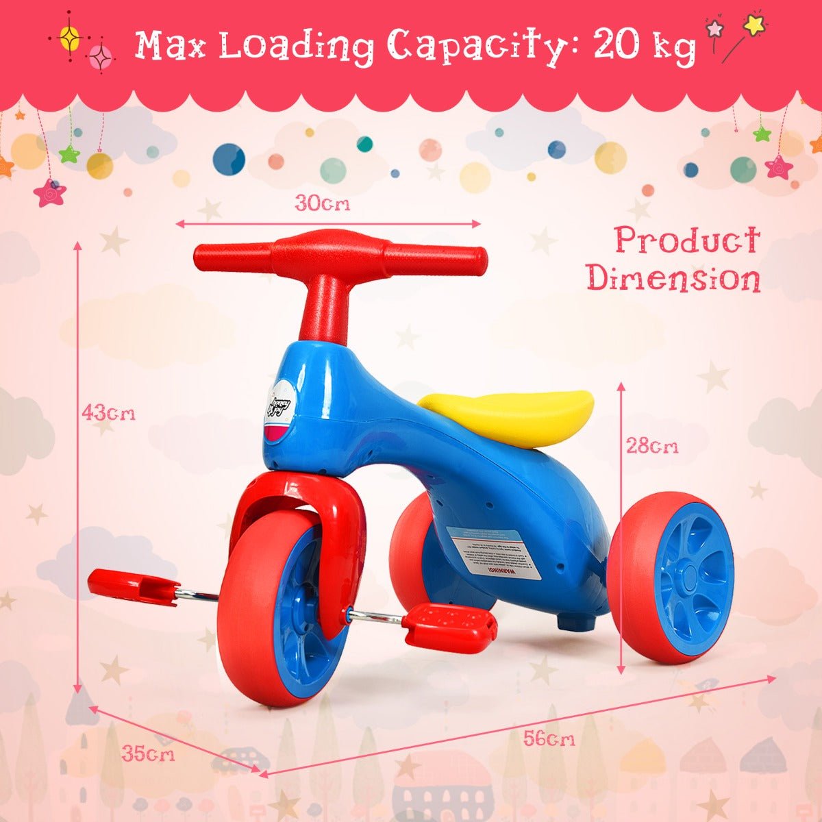 Little Rider's Delight: Blue Foot Pedal Tricycle for Outdoor Adventures