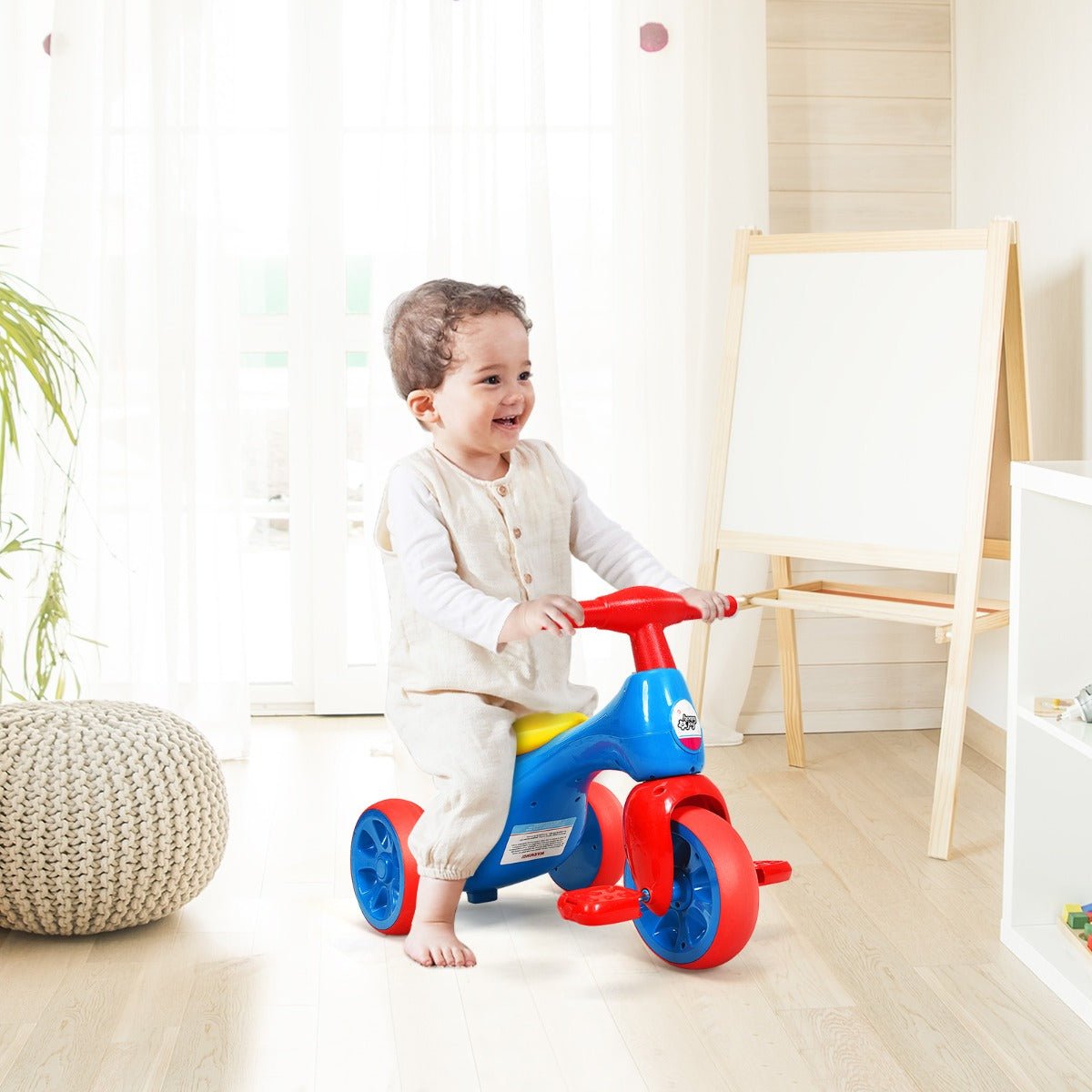Toddler's Adventure: Blue Tricycle with Foot Pedals for Joyful Playtime