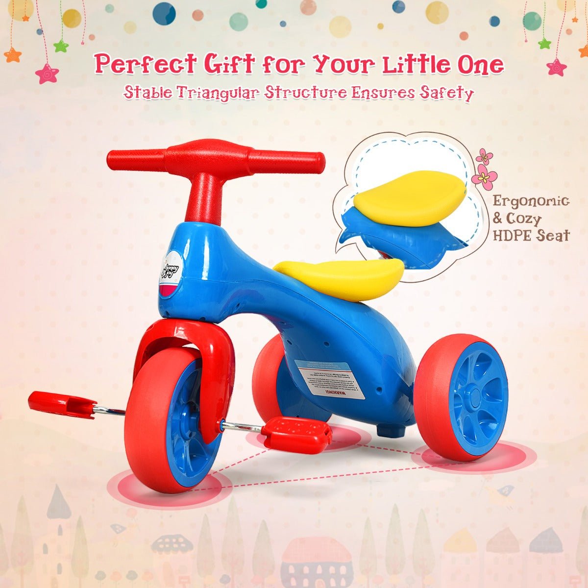 Learning to Pedal: Blue Toddler Tricycle with Foot Pedals for Fun