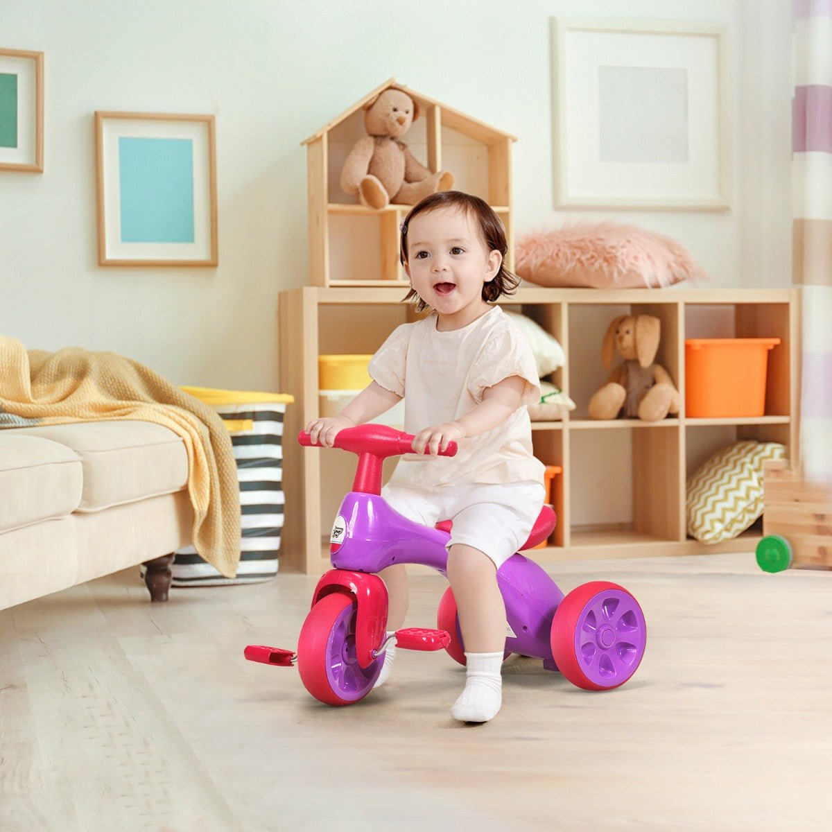 Toddler's Joy: Pink Tricycle with Foot Pedals for Playful Adventures