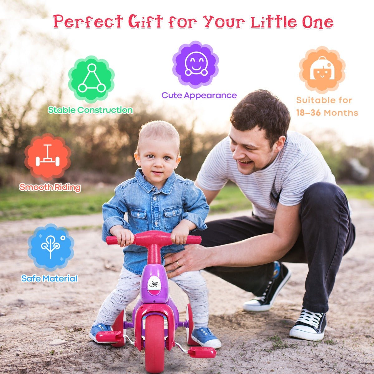 Pedal and Play: Pink Toddler Tricycle with Foot Pedals for Kids