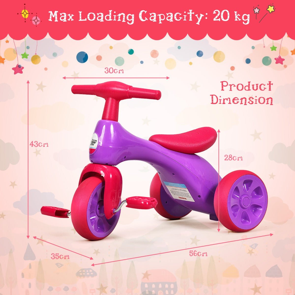 Growing with Joy: Pink Foot Pedal Tricycle for Toddler's Outdoor Play