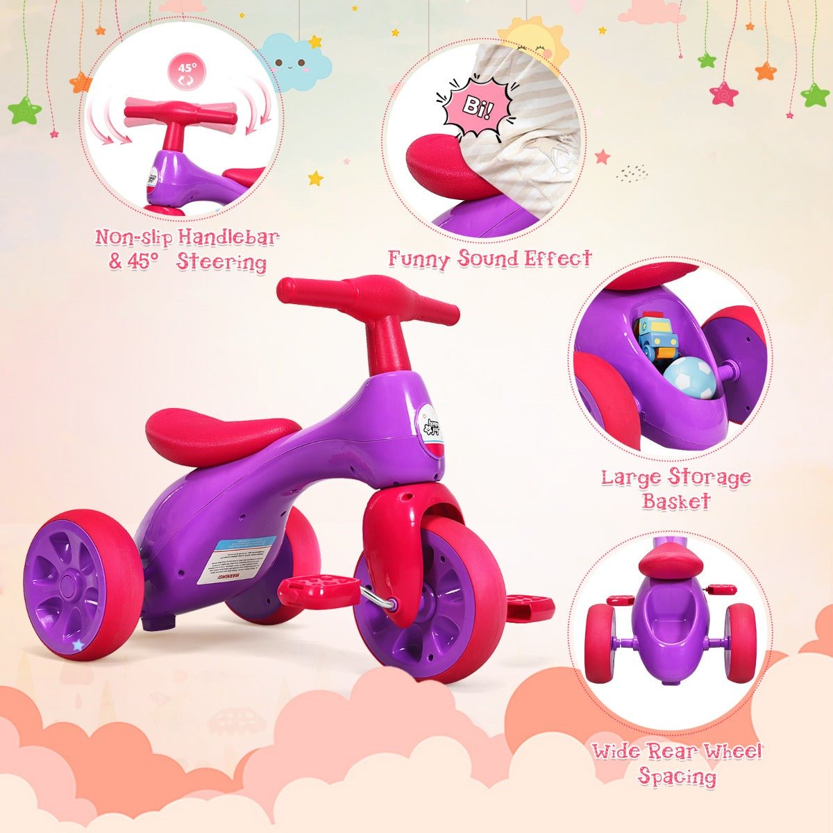 First Steps to Pedaling: Pink Toddler Tricycle with Foot Pedals