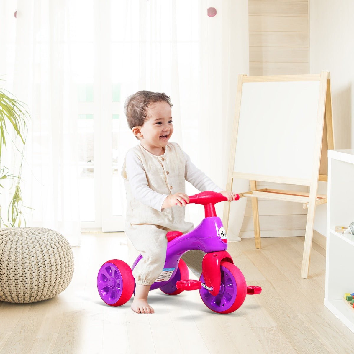 Little Rider's Delight: Pink Tricycle with Foot Pedals for Toddlers