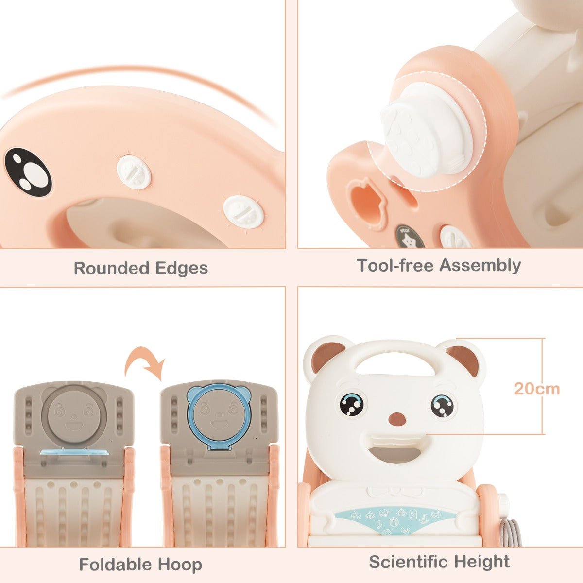 4-in-1 Pink Toddler Playset | Slide, Rocker, Basketball Hoop - ideal for home fun and exercise. 4-in-1 Pink Toddler Playset | Slide, Rocker, Basketball Hoop - ideal for home fun and exercise.