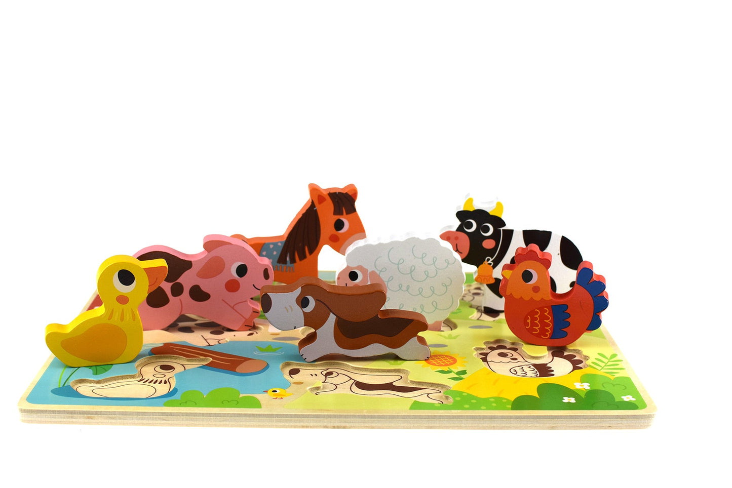 Tooky Toy Chunky Puzzle Farm - Educational wooden toy for toddlers, perfect for home learning.