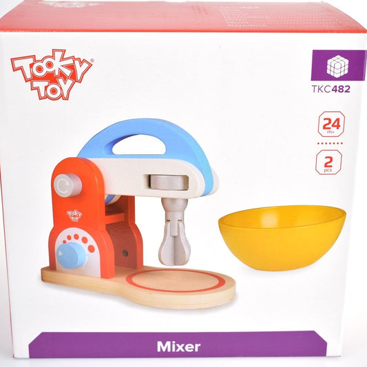 Wooden toy mixer for kids pretend play kitchen, stimulating creativity and imagination.