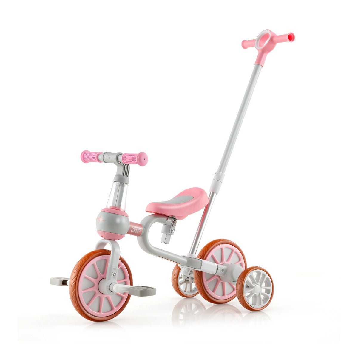 Pink 4-in-1 Kids Trike Bike - Parent Push Handle for Ages 2-4