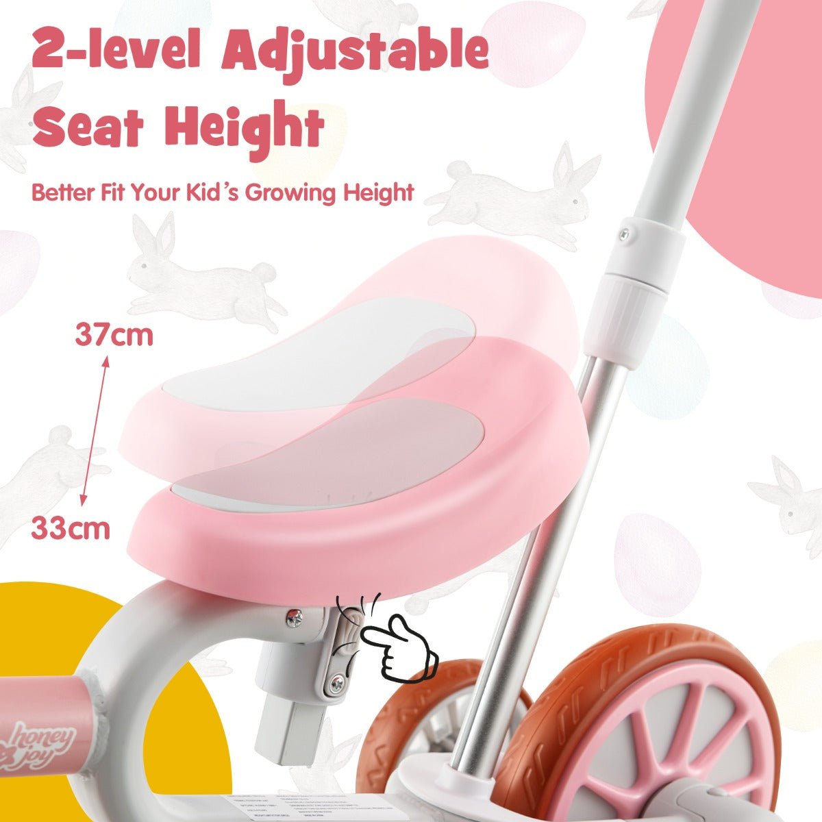 Adjustable Push Handle Trike Bike - Pink 4-in-1 for Ages 2-4