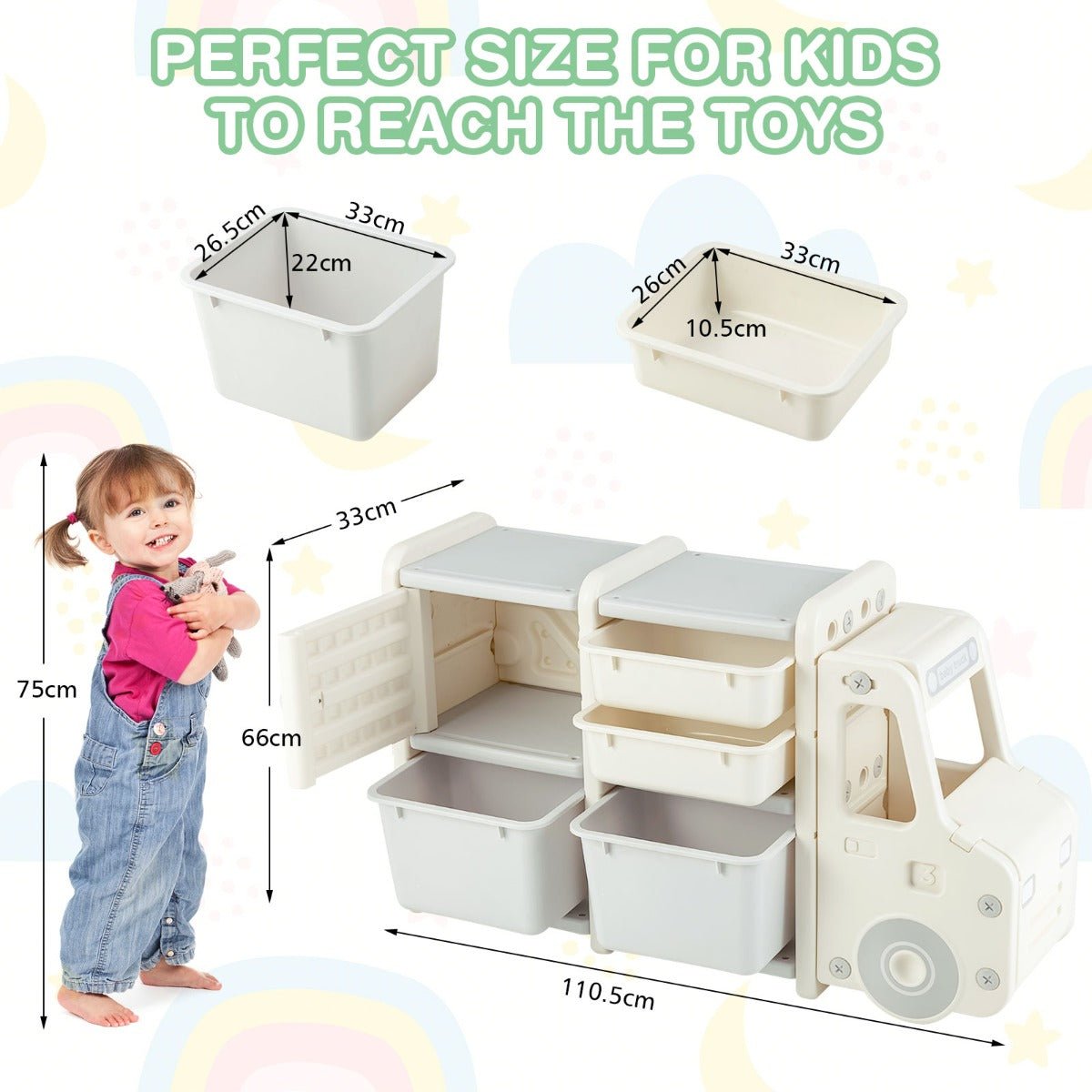 Grey Truck Shaped Kids Storage Cabinet - Quality Storage Solutions