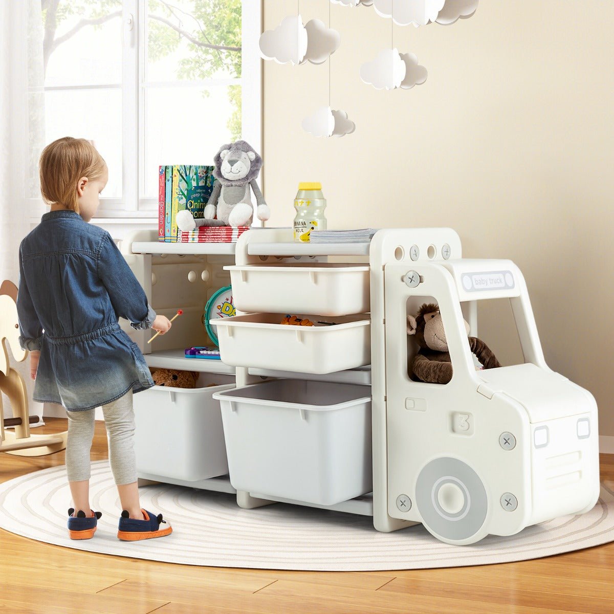 Enhance Playtime with the Grey Truck Shaped Storage Cabinet - Buy Now!
