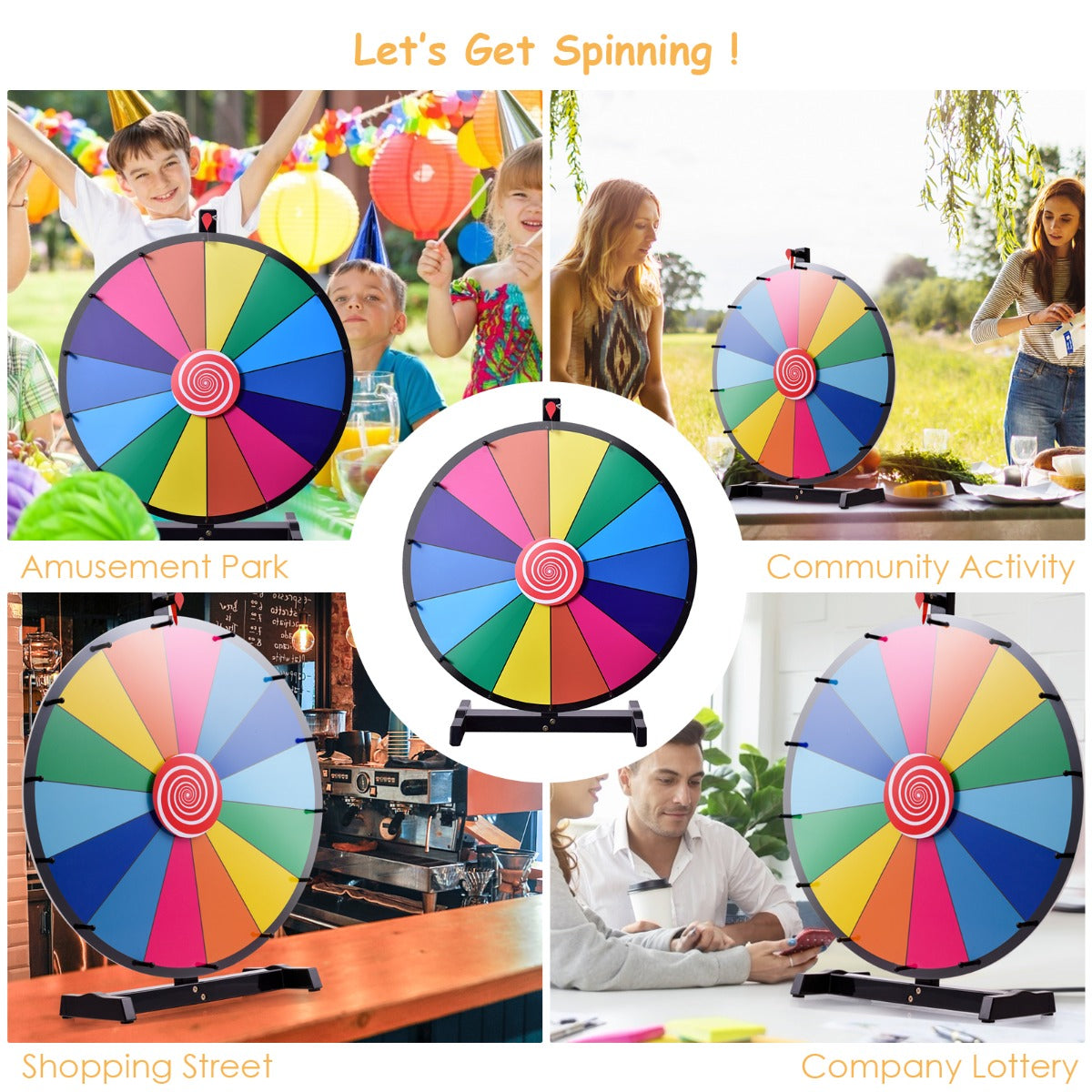 24 tabletop prize wheel with 14 slots for kids interactive gaming and entertainment.