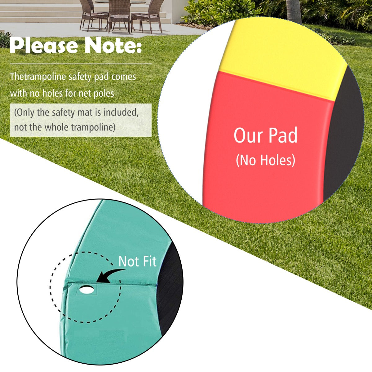 Vibrant 14 FT Trampoline Safety Pad with Waterproof Design for Kids Home Fun