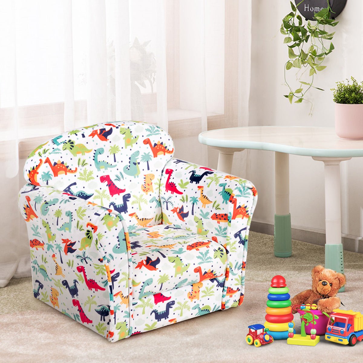 Velvet Kids Sofa with Charming Pattern: Cozy Addition to Baby Room