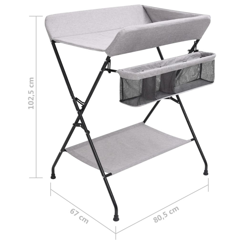 Versatile Light Grey Changing Table with Compartments - Kids Mega Mart