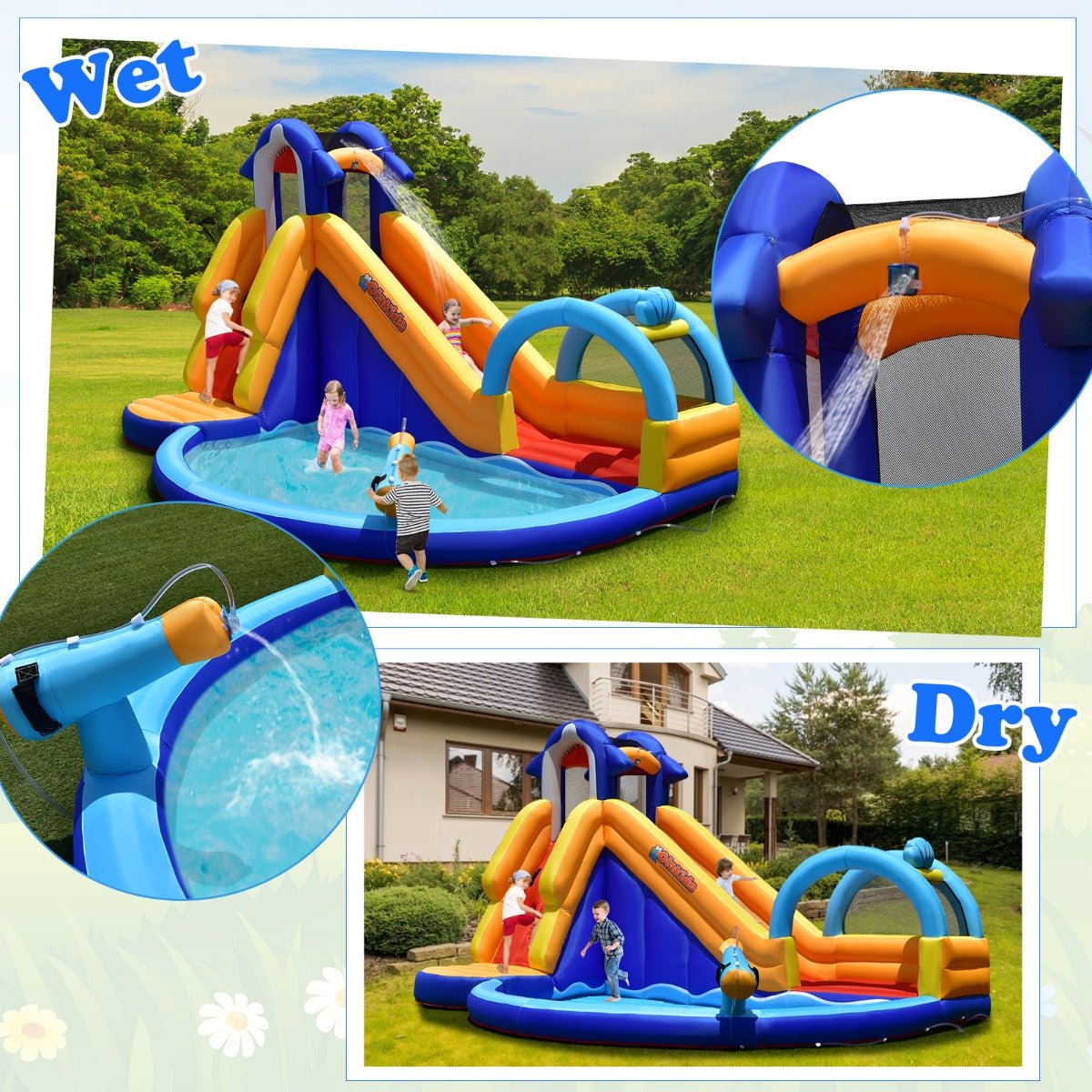 Kids 4-In-1 Water Bounce House - Basketball and Water Play