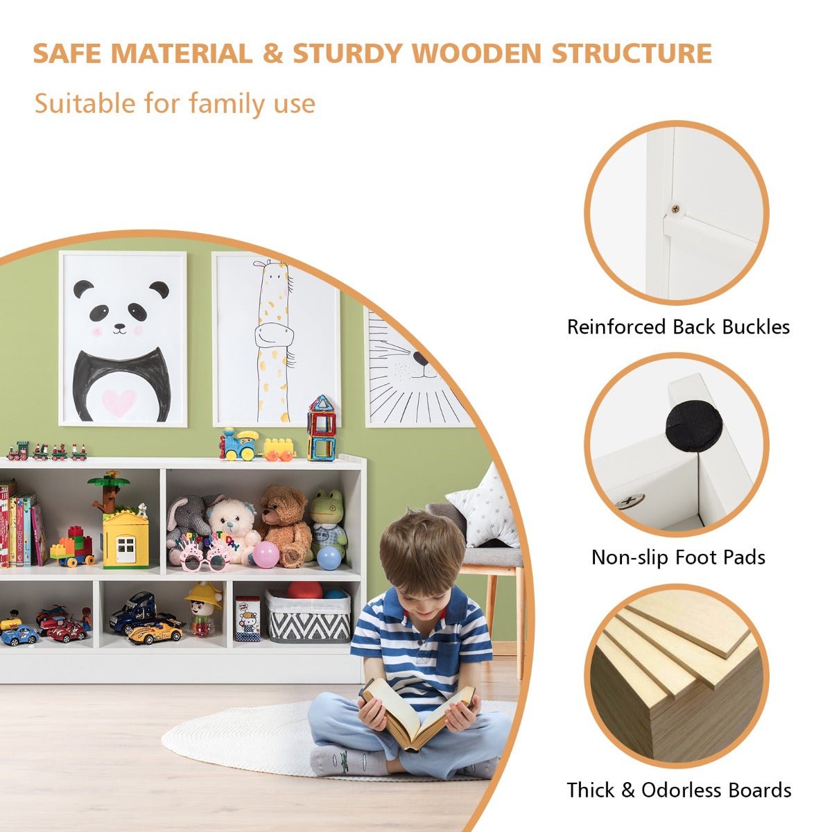 Bookcase & Toy Storage with 5 Compartments for Kids Bookcase & Toy Storage with 5 Compartments for Kids