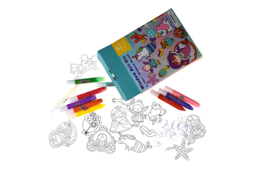 Alt text | Princess-themed window art kit for creative kids, adding color and fun to windows.
