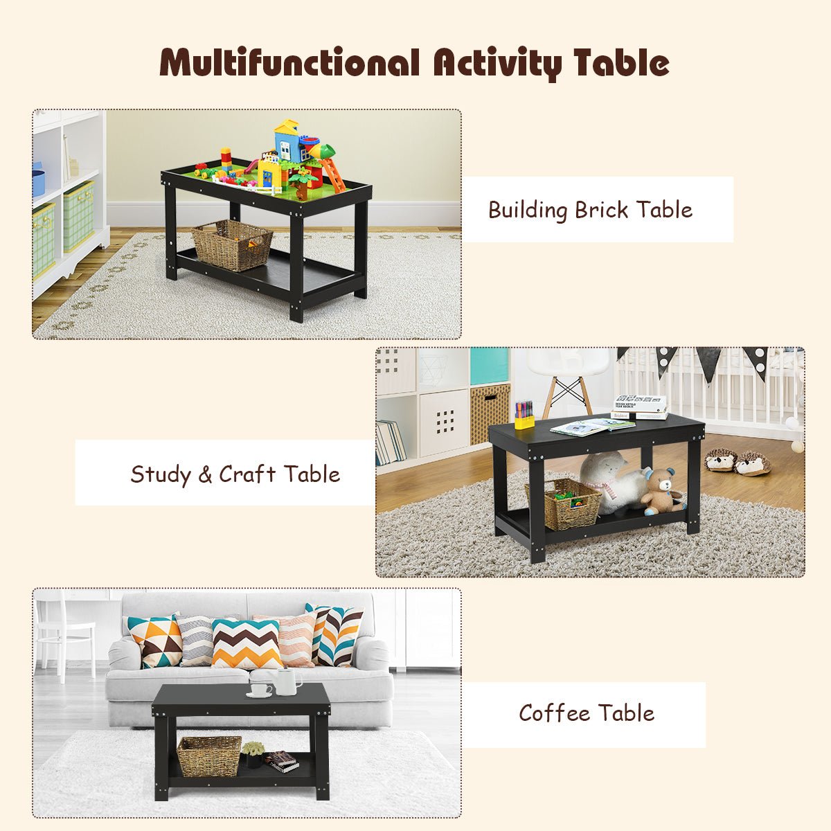 Activity Table with Storage shelf