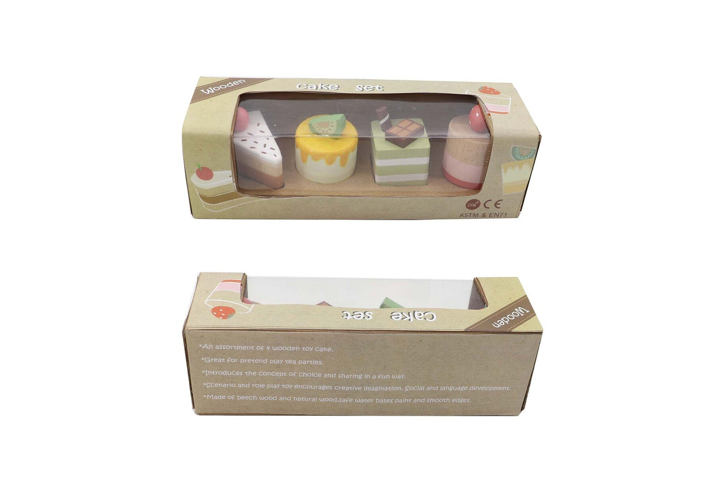 Wooden Cake Set - Bakery Playset for kids, includes cakes, toppings, and utensils. Wooden Cake Set - Bakery Playset for kids, includes cakes, toppings, and utensils.