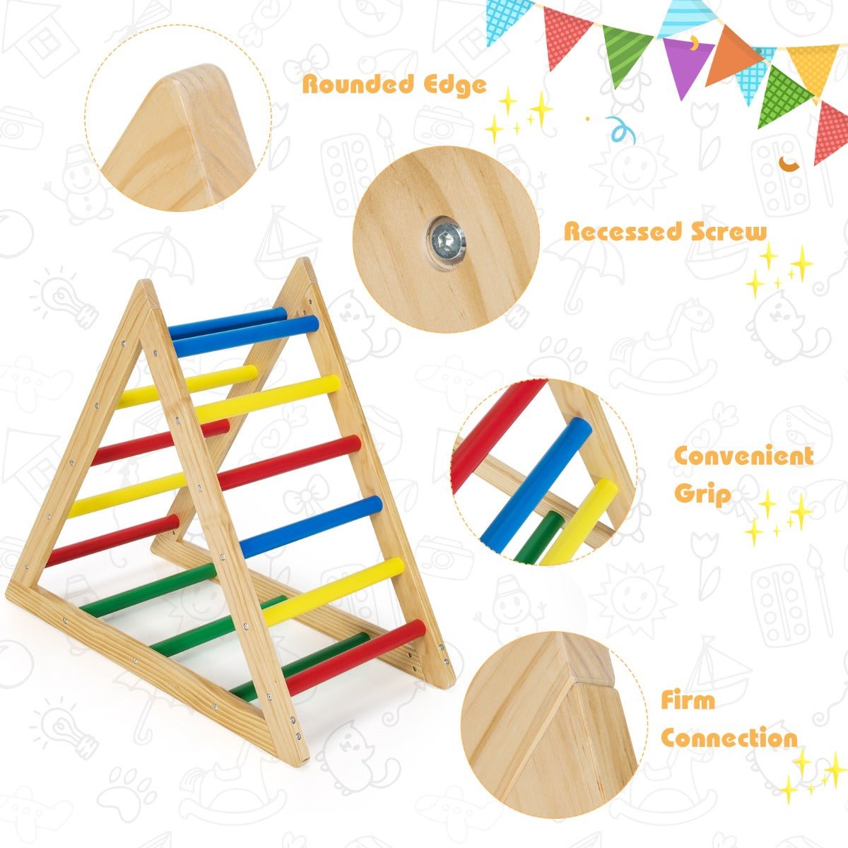 Vibrant Climbing Triangle Ladder - Create Adventure in Kid's Room