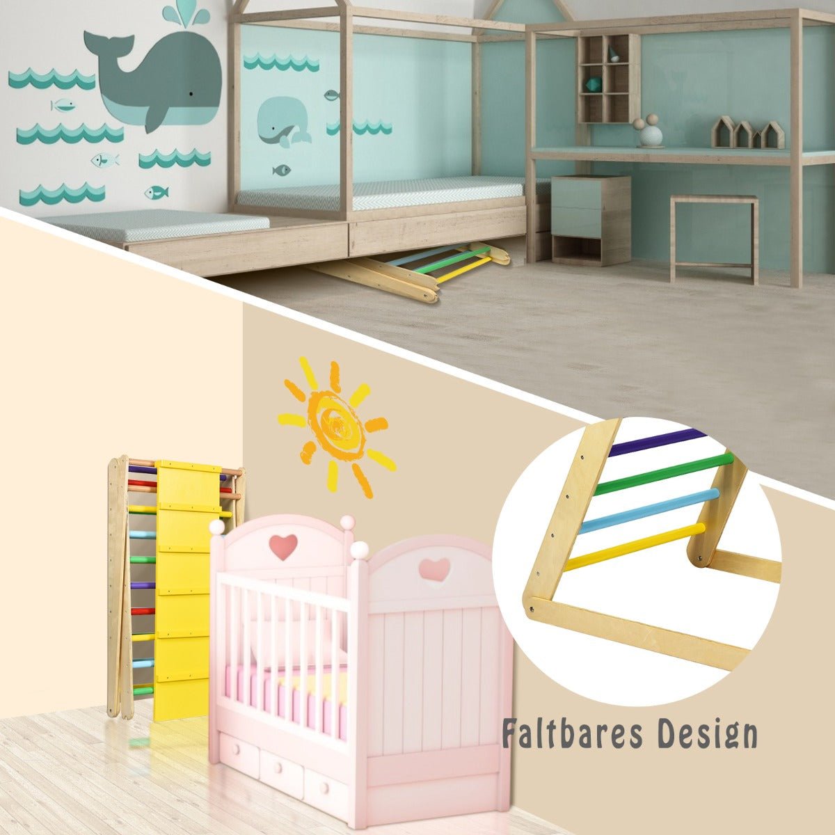 Secure Play with Wooden Climbing Triangle Ladder - Multicolour and Reliable Secure Play with Wooden Climbing Triangle Ladder - Multicolour and Reliable