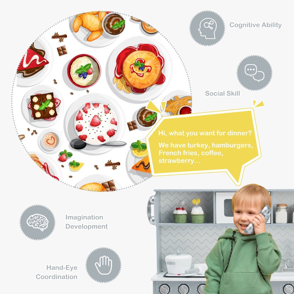 Cooking Magic: Kids Wooden Pretend Kitchen Playset with Accessories Cooking Magic: Kids Wooden Pretend Kitchen Playset with Accessories