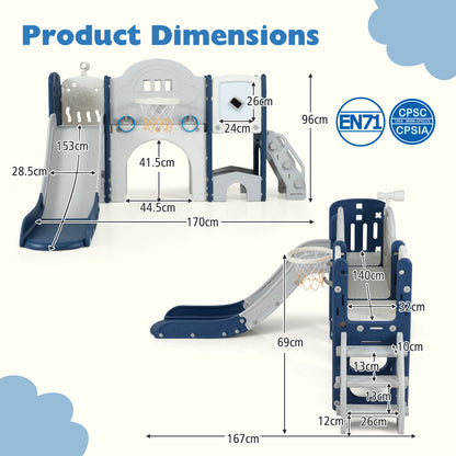 Blue 10-in-1 Toddler Slide Set | Whiteboard & Telescope